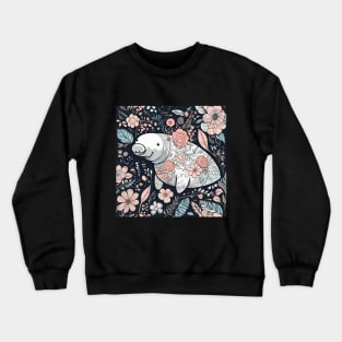 Floral manatee gift ideas Crewneck Sweatshirt